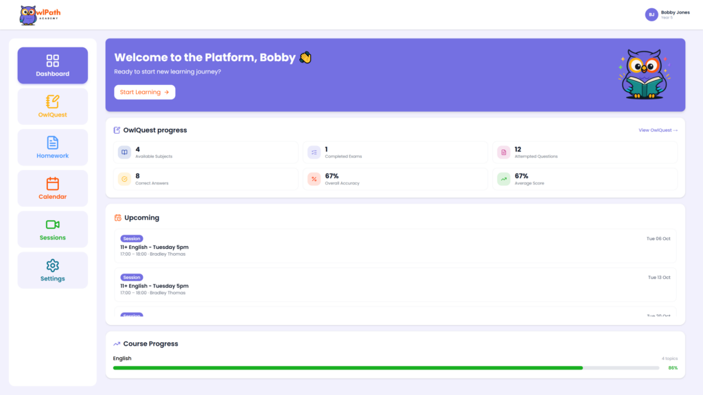 Owlpath Student Dashboard Overview